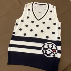 and per se ドット柄 Vネックベスト L