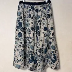 希少　ijep パラスパレス　インディゴ　リネン麻　ロングスカート　L 3 花柄