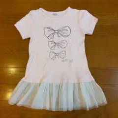 ピンク色の下がヒラヒラ、リボンの絵柄がかわいいキッズ服　13