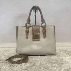 ミュウミュウ マドラス ハンドバッグ 2way バイカラー ロック金具