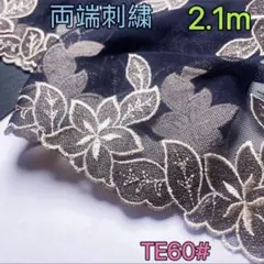 ★ラスト★TE60# シャンパン色　花柄刺繍　両山チュールレース　半襟　手芸材料