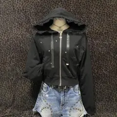 archive grunge hoodie フリル ラインストーン BI64