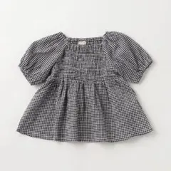 【AJUGA×petit main】バルーン袖　　　ブラウス　黒チェック