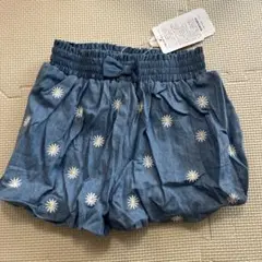 バースデイ　mamaru デニムパンツ　かぼちゃパンツ　95 花刺繍