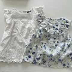 フリル付きホワイトコットントップス
