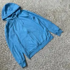 《 UNIQLO ユニクロ 》 長袖 フード ジップアップ パーカー 水色 Ｌ