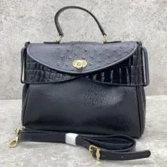 【稀少・極美品】FENDI フェンディ 2way ショルダー クロコ レザー 黒