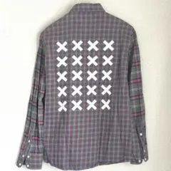 LHP エルエイチピー　チェッ　バックプリント長袖シャツ ユニセックス　美品　L