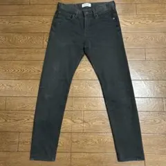 monkey time 牛革パッチ スリムフィットブラックデニム ジーンズ