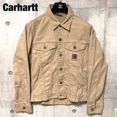 美品 Carhartt ブルゾン 薄手 ロゴボタン コットン 革ロゴ ブラウン