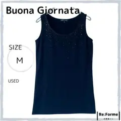 【Buona Giornata ノースリーブ タンクトップ 飾付 M ブラック