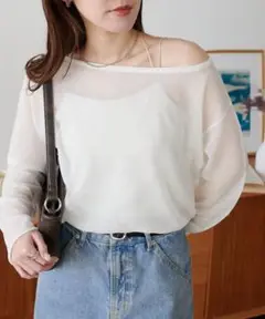 新品☆ディスコート☆シアーワンショルプルオーバー☆2way☆オフホワイト
