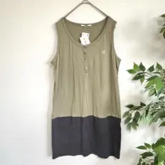 ユニクロ　UNIQLO ノースリーブシャツ　チュニック　バイカラー　夏　コットン