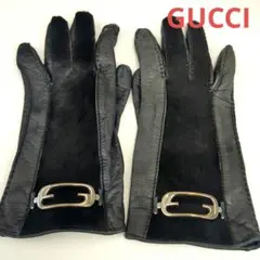 GUCCI グッチ レザーグローブ 手袋 黒 革 サイズ6