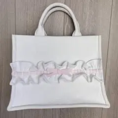 JILTU petit frill bag pink L ジルチュ Jiltu Petit Frill Tote Bag White Pink L | eBay