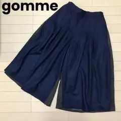 gomme 異素材バイカラカー ガウチョ ネイビー×チャコール ウエストゴム仕様