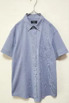 美品　EPOCA UOMO　綿混ストレッチボタンダウンシャツ　46　ブルー系