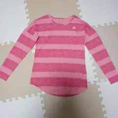 adidas ピンクストライプ 長袖カットソー ロンＴ160