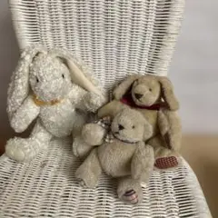 ウサギのぬいぐるみ 3体セット、アンティーク