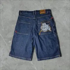 PLATINUM FUBU フブ 極太 デニムショーツ ハーフパンツ W36 紺 FUBU フブ デニムパンツ メンズ ハーフパンツ ワイドパンツ