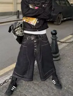Opium super wide denim jorts ハーフデニム
