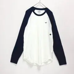 ホリスター◆ラグラン長袖カットソー(XS)胸ロゴ刺繍 ラウンドヘム カジュアル