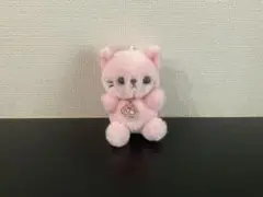 ピンクの猫のぬいぐるみ（チャーム付き）