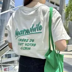 andme プリントエンブロイダリーロゴ半袖Tシャツ キナリ Mサイズ