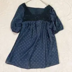 美品 プーラフリーム ブラウス 刺繍 ドット 透かし感