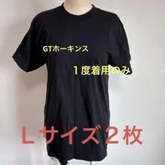 GUNZE GTホーキンス　黒 コットン Tシャツ 半袖　【Ｌ】　２枚セット