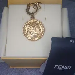 希少 美品 FENDI Wフェイス リバーシブル コイン ネックレス