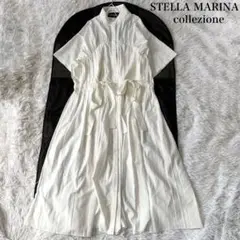 STELLA MARINA ピンタック シャツ ロングワンピース リボン
