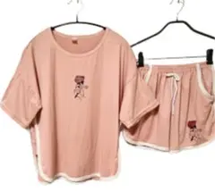 上下セット パイピング セットアップ パジャマ ルームウェア ピンク 薔薇