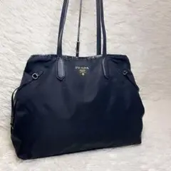 ✨希少✨ PRADA プラダ 革タグ ナイロン レザー ブラック トートバッグ