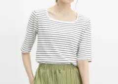 ストライプ 五分袖 Tシャツ