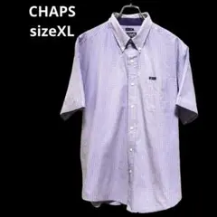 チャップス CHAPS 半袖 ボタンダウン シャツ チェック柄 ラベンダー XL