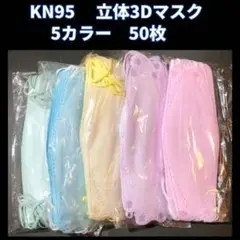 不織布マスク KN95 立体3D 4層構造 小顔効果 5カラー 5色 50枚