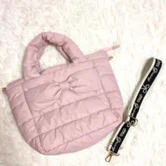 美品　エムズグレイシー　リボン付きふかふかバッグ　24モデル　2way