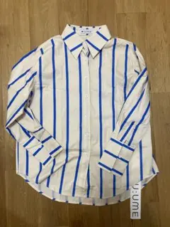美品 タグ付き ブルーストライプシャツ