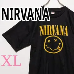 【新品】 ニルバーナ スマイル ニコちゃん 半袖 Tシャツ XL 黒 ロック