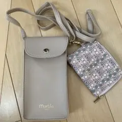Marble スマホショルダーバッグ ベージュ