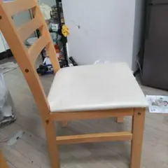 木製ダイニングチェア 白座面