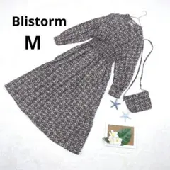 【タグ付新古品】 ブリストーム ▶ ワンピース M 茶色 花柄 サコッシュ付