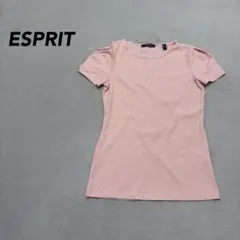 【エスプリ】半袖リブニットTシャツ ピンク　Mサイズ　春夏　レディース