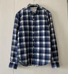 無印良品　コットンシャツ ネイビー系チェック　Sサイズ