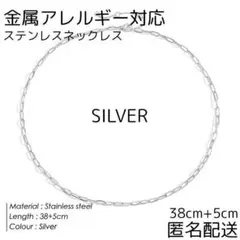 チェーンネックレス 細身 ステンレス シルバー 38cm レディース 韓国