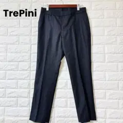 トレピニ パンツ スラックス ウール グレー オフィス L センタープレス