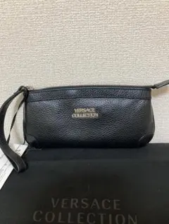 ＊ヴェルサーチコレクション＊　美品　ポーチ　ブラック　牛革　ハンドストラップ