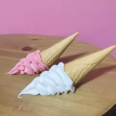 床に落ちたソフトクリーム＊バニラ　食品サンプル　フェイクスイーツ　フェイクフード