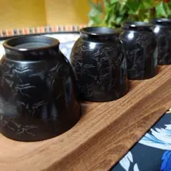 常滑焼 山田宝生作 細密彫 黒泥彫刻 千羽鶴文 煎茶碗 5客 2025年最新】山田宝生の人気アイテム - メルカリ